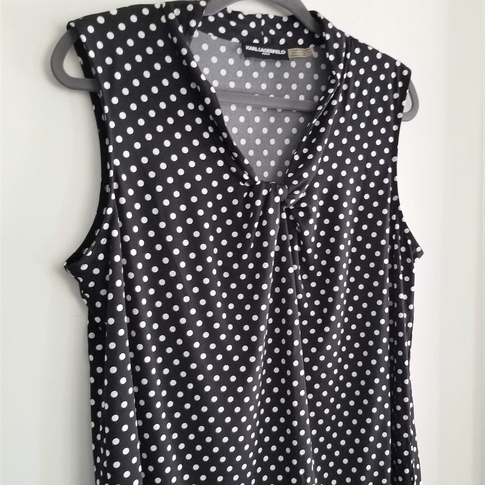 black dotted sleeveless blouse by Karl Lagerfeld